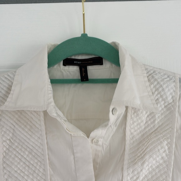 BCBG MaxAzria White Button Down Long Sleeve Top, Size S - Picture 3 of 6